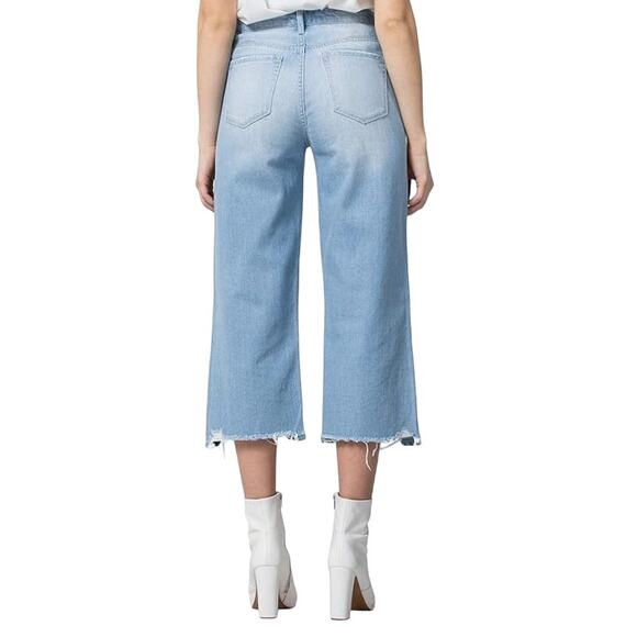 Vervet High Rise Crop Wide Leg Jean Distressed Hem Light Wash Womens Size 25 NWT - Picture 2 of 9